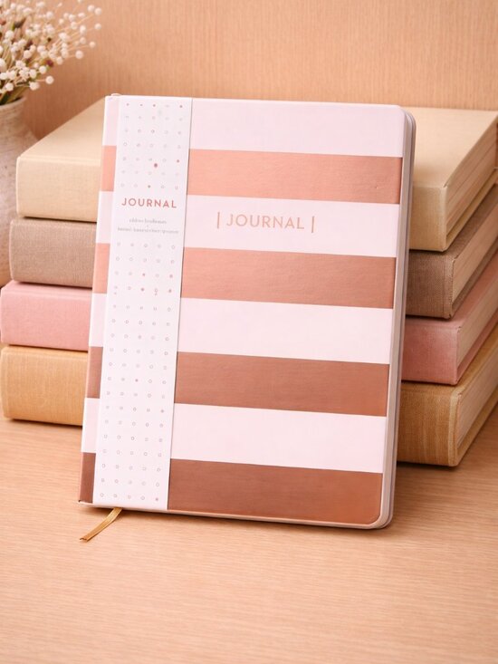 Top Flight Other - Rose Gold Stripe Flexibound Journal Ribbon Bookmark Heavyweight Ruled Paper New